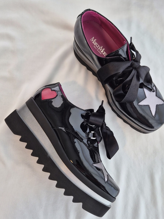 Marco Moreo Shoes - MARCO MOREO Black Patent Platform Oxfords with Accents